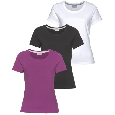 T-Shirt EASTWIND, Damen, Gr. 44/46, lila (schwarz, lila, weiß), Single Jersey, Obermaterial: 100% Baumwolle, clean, unifarben, Basic, figurumspielend hüftlang, abgesteppt, Shirts T-Shirt, Kurzarm, hüftlang, für die Freizeit, aus Baumwolle T-Shirt EASTWIND, Damen, Gr. 44/46, lila (schwarz, lila, weiß), Single Jersey, Obermaterial: 100% Baumwolle, clean, unifarben, Basic, figurumspielend hüftlang, abgesteppt, Shirts T-Shirt, Kurzarm, hüftlang, für die Freizeit, aus Baumwolle