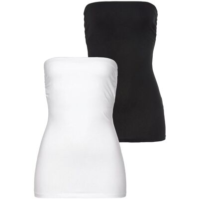 Bandeautop LAURA SCOTT, Damen, Gr. 46, schwarz-weiss (weiß, schwarz), Jersey, Obermaterial: 95% Baumwolle, 5% Elasthan, unifarben, Basic, sehr figurbetont, Tops Bandeautop, trägerlos und figurbetont Bandeautop LAURA SCOTT, Damen, Gr. 46, schwarz-weiss (weiß, schwarz), Jersey, Obermaterial: 95% Baumwolle, 5% Elasthan, unifarben, Basic, sehr figurbetont, Tops Bandeautop, trägerlos und figurbetont