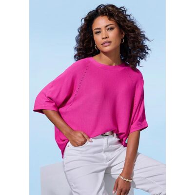 Kurzarmshirt VIVANCE "mit Lochstrickmuster", Damen, Gr. 44/46, pink (fuchsia), Feinstrick, Obermaterial: 85% Viskose (LENZING™ ECOVERO™), 15% Polyester, unifarben, lässig geschnitten normal, Rundhals, Shirts Kurzarmshirt, aus weichem Viskose-Strick Kurzarmshirt VIVANCE "mit Lochstrickmuster", Damen, Gr. 44/46, pink (fuchsia), Feinstrick, Obermaterial: 85% Viskose (LENZING™ ECOVERO™), 15% Polyester, unifarben, lässig geschnitten normal, Rundhals, Shirts Kurzarmshirt, aus weichem Viskose-Strick