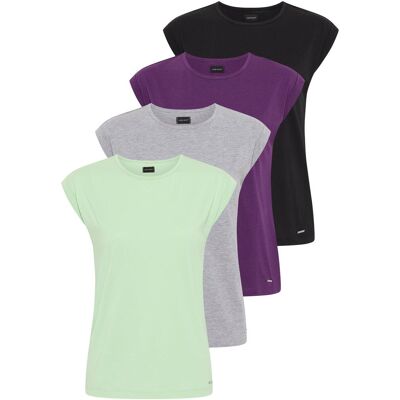 T-Shirt LAURA SCOTT, Damen, Gr. 46, bunt (lila, mintgrün, grau meliert, schwarz), Single Jersey, Obermaterial: 50% Baumwolle, 50% Modal. Obermaterial Melange: 90% Baumwolle, 10% Viskose, clean, unifarben, Basic, figurumspielend hüftlang, Rundhals, angesch T-Shirt LAURA SCOTT, Damen, Gr. 46, bunt (lila, mintgrün, grau meliert, schwarz), Single Jersey, Obermaterial: 50% Baumwolle, 50% Modal. Obermaterial Melange: 90% Baumwolle, 10% Viskose, clean, unifarben, Basic, figurumspielend hüftlang, Rundhals, angesch
