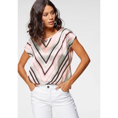 Shirtbluse LAURA SCOTT, Damen, Gr. 34, bunt (rosa, mint, gemustert), Single Jersey, Obermaterial: 100% Polyester. Rückenteil: 95% Viskose, 5% Elasthan, figurumspielend hüftbedeckend, Rundhals, angeschnitten, Blusen Shirtbluse, gemustert und gestreift, fem Shirtbluse LAURA SCOTT, Damen, Gr. 34, bunt (rosa, mint, gemustert), Single Jersey, Obermaterial: 100% Polyester. Rückenteil: 95% Viskose, 5% Elasthan, figurumspielend hüftbedeckend, Rundhals, angeschnitten, Blusen Shirtbluse, gemustert und gestreift, fem