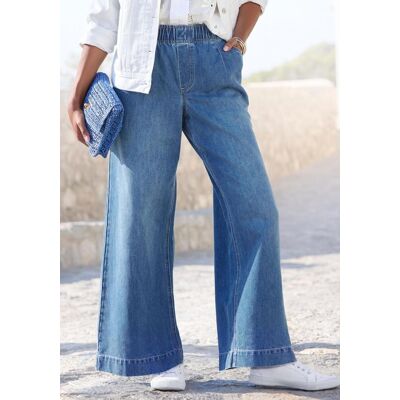 Schlupfhose BUFFALO, Damen, Gr. 38, N-Gr, blau, Web, Obermaterial: 63% Baumwolle, 29% Lyocell, 8% Polyester, unifarben, figurumspielend lang, Hosen Schlupfhose, mit Kontrastnähten, modische Jeans, weites Bein Schlupfhose BUFFALO, Damen, Gr. 38, N-Gr, blau, Web, Obermaterial: 63% Baumwolle, 29% Lyocell, 8% Polyester, unifarben, figurumspielend lang, Hosen Schlupfhose, mit Kontrastnähten, modische Jeans, weites Bein