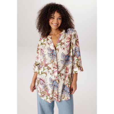 Longbluse ANISTON PLUS, Damen, Gr. 52, bunt (hellgelb, blau, rose, bordeaux, gelb), Web, Obermaterial: 100% Viskose, bedruckt, gemustert, figurumspielend Po-bedeckend, V-Ausschnitt, Blusen Longbluse, mit Blumen bedruckt - jedes Teil ein Unikat Longbluse ANISTON PLUS, Damen, Gr. 52, bunt (hellgelb, blau, rose, bordeaux, gelb), Web, Obermaterial: 100% Viskose, bedruckt, gemustert, figurumspielend Po-bedeckend, V-Ausschnitt, Blusen Longbluse, mit Blumen bedruckt - jedes Teil ein Unikat
