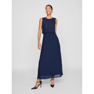 Maxikleid VILA "VIMILINA LACE DRESS - NOOS/DC", Damen, Gr. 38, N-Gr, navy blazer, Web, Obermaterial: 100% Polyester, unifarben, regular fit lang, Rundhals, Kleider Maxikleid Maxikleid VILA "VIMILINA LACE DRESS - NOOS/DC", Damen, Gr. 38, N-Gr, navy blazer, Web, Obermaterial: 100% Polyester, unifarben, regular fit lang, Rundhals, Kleider Maxikleid