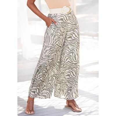 Webhose LASCANA "mit extra weitem Bein aus softer Satinqualität", Damen, Gr. 46, N-Gr, grün (khaki, beige bedruckt), Satin, Obermaterial: 100% Polyester, bedruckt, figurumspielend bodenlang, Hosen Webhose, aus Satin mit Animaldruck, luftige Stoffhose mit Webhose LASCANA "mit extra weitem Bein aus softer Satinqualität", Damen, Gr. 46, N-Gr, grün (khaki, beige bedruckt), Satin, Obermaterial: 100% Polyester, bedruckt, figurumspielend bodenlang, Hosen Webhose, aus Satin mit Animaldruck, luftige Stoffhose mit