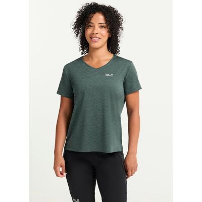 Funktionsshirt JACK WOLFSKIN "WILDTRAIL T W", Damen, Gr. XXL (48), sago palm, Obermaterial: 100% Polyester, normal, V-Ausschnitt, Shirts Funktionsshirt Funktionsshirt JACK WOLFSKIN "WILDTRAIL T W", Damen, Gr. XXL (48), sago palm, Obermaterial: 100% Polyester, normal, V-Ausschnitt, Shirts Funktionsshirt