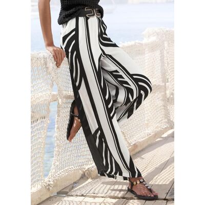 Palazzohose S.OLIVER "mit weiter, lockerer Beinform", Damen, Gr. 46, N-Gr, creme, schwarz bedruckt, Crêpe, Obermaterial: 100% Viskose, bedruckt, figurumspielend lang, Hosen Palazzohose, aus Viskose-Crepe, luftige Sommerhose, Schlupfhose casual Palazzohose S.OLIVER "mit weiter, lockerer Beinform", Damen, Gr. 46, N-Gr, creme, schwarz bedruckt, Crêpe, Obermaterial: 100% Viskose, bedruckt, figurumspielend lang, Hosen Palazzohose, aus Viskose-Crepe, luftige Sommerhose, Schlupfhose casual