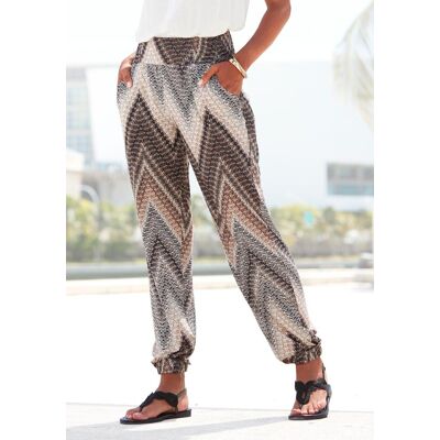 Jerseyhose LASCANA "aus angenehmer, leichter Viskose für den Sommer", Damen, Gr. 38, N-Gr, bunt (schwarz, braun, creme bedruckt), Jersey, Obermaterial: 100% Viskose, bedruckt, figurumspielend lang, Hosen Jerseyhose, mit Alloverprint und Taschen, Stretchbu Jerseyhose LASCANA "aus angenehmer, leichter Viskose für den Sommer", Damen, Gr. 38, N-Gr, bunt (schwarz, braun, creme bedruckt), Jersey, Obermaterial: 100% Viskose, bedruckt, figurumspielend lang, Hosen Jerseyhose, mit Alloverprint und Taschen, Stretchbu