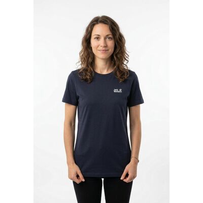 T-Shirt JACK WOLFSKIN "ESSENTIAL T W", Damen, Gr. S (36), schwarz navy, Jersey, Obermaterial: 100% Baumwolle, normal, Rundhals, Shirts T-Shirt T-Shirt JACK WOLFSKIN "ESSENTIAL T W", Damen, Gr. S (36), schwarz navy, Jersey, Obermaterial: 100% Baumwolle, normal, Rundhals, Shirts T-Shirt