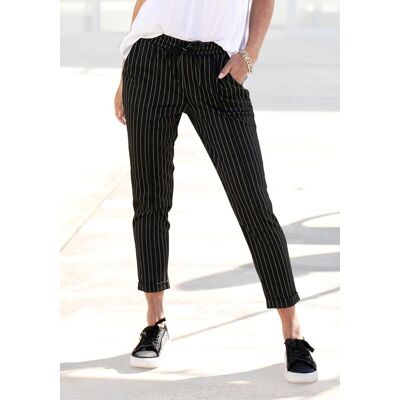 Jogger Pants VIVANCE "aus bequemen Stretchstoff", Damen, Gr. 46, N-Gr, schwarz-weiss (schwarz, weiß, gestreift), Jersey, Obermaterial: 79% Polyester, 19% Viskose, 2% Elasthan, gestreift, figurumspielend knöchellang, Hosen Jogger Pants, mit Streifen, Schlu Jogger Pants VIVANCE "aus bequemen Stretchstoff", Damen, Gr. 46, N-Gr, schwarz-weiss (schwarz, weiß, gestreift), Jersey, Obermaterial: 79% Polyester, 19% Viskose, 2% Elasthan, gestreift, figurumspielend knöchellang, Hosen Jogger Pants, mit Streifen, Schlu