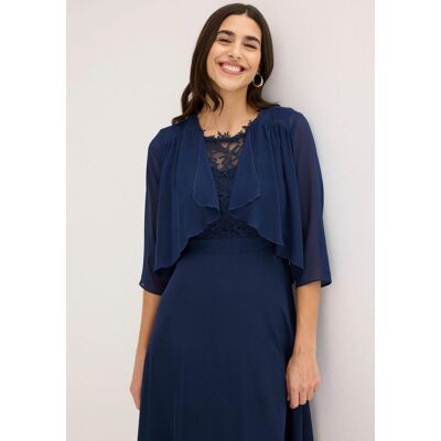 Boleroblazer BONPRIX, Damen, Gr. 44, dunkelblau, Chiffon, Obermaterial: 100% Polyester, leicht transparent, unifarben, figurumspielend taillenlang, Blazer Boleroblazer, für festliche Anlässe und Hochzeiten, 3/4-Ärmel, Wasserfallkragen Boleroblazer BONPRIX, Damen, Gr. 44, dunkelblau, Chiffon, Obermaterial: 100% Polyester, leicht transparent, unifarben, figurumspielend taillenlang, Blazer Boleroblazer, für festliche Anlässe und Hochzeiten, 3/4-Ärmel, Wasserfallkragen