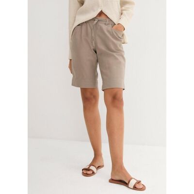 Bermudas BONPRIX, Damen, Gr. 38, N-Gr, taupe, Web, Obermaterial: 55% Leinen, 45% Baumwolle, unifarben, regular fit kniefrei, Hosen Bermudas, im sommerlichen Leinen-Mix, mit elastischer Bund mit Bindeband Bermudas BONPRIX, Damen, Gr. 38, N-Gr, taupe, Web, Obermaterial: 55% Leinen, 45% Baumwolle, unifarben, regular fit kniefrei, Hosen Bermudas, im sommerlichen Leinen-Mix, mit elastischer Bund mit Bindeband