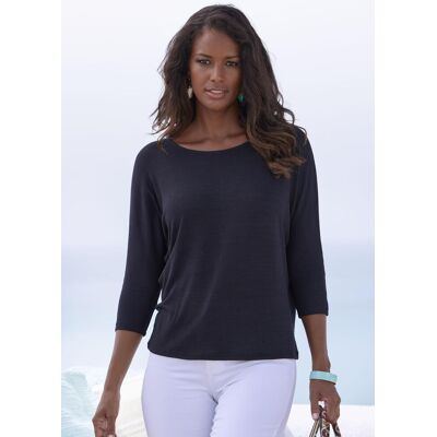 3/4-Arm-Shirt LASCANA "aus luftiger Feinstrickqualität", Damen, Gr. 36/38, schwarz, Feinstrick, Obermaterial: 50% Viskose (LENZING™ ECOVERO™), 46% Polyester, 4% Elasthan, unifarben, lässig geschnitten normal, Rundhals, Fledermausärmel normaler Saum, Shirt 3/4-Arm-Shirt LASCANA "aus luftiger Feinstrickqualität", Damen, Gr. 36/38, schwarz, Feinstrick, Obermaterial: 50% Viskose (LENZING™ ECOVERO™), 46% Polyester, 4% Elasthan, unifarben, lässig geschnitten normal, Rundhals, Fledermausärmel normaler Saum, Shirt