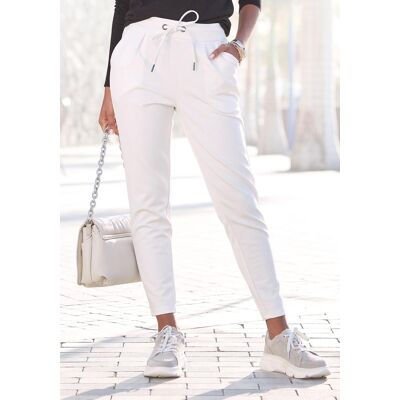 Schlupfhose LASCANA "aus super softer Jersey-Qualität", Damen, Gr. 42, N-Gr, weiss (wollweiß), Jersey, Obermaterial: 86% Polyester, 10% Viskose, 4% Elasthan, unifarben, figurumspielend knöchellang, Hosen Schlupfhose, mit Taschen, Jogginghose, casual-sport Schlupfhose LASCANA "aus super softer Jersey-Qualität", Damen, Gr. 42, N-Gr, weiss (wollweiß), Jersey, Obermaterial: 86% Polyester, 10% Viskose, 4% Elasthan, unifarben, figurumspielend knöchellang, Hosen Schlupfhose, mit Taschen, Jogginghose, casual-sport