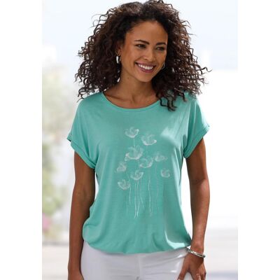 Kurzarmshirt VIVANCE "mit floralem Print", Damen, Gr. 52/54, grün (mint), Jersey, Obermaterial: 95% Viskose (LENZING™ ECOVERO™), 5% Elasthan, bedruckt, figurumspielend normal, Rundhals, mit Umschlag, Shirts Kurzarmshirt, aus weichem Viskose-Stretch Kurzarmshirt VIVANCE "mit floralem Print", Damen, Gr. 52/54, grün (mint), Jersey, Obermaterial: 95% Viskose (LENZING™ ECOVERO™), 5% Elasthan, bedruckt, figurumspielend normal, Rundhals, mit Umschlag, Shirts Kurzarmshirt, aus weichem Viskose-Stretch