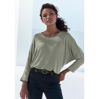 3/4-Arm-Shirt LASCANA "aus luftiger Feinstrickqualität", Damen, Gr. 32/34, grün (khaki), Feinstrick, Obermaterial: 50% Viskose (LENZING™ ECOVERO™), 46% Polyester, 4% Elasthan, unifarben, lässig geschnitten normal, Rundhals, Fledermausärmel normaler Saum, 3/4-Arm-Shirt LASCANA "aus luftiger Feinstrickqualität", Damen, Gr. 32/34, grün (khaki), Feinstrick, Obermaterial: 50% Viskose (LENZING™ ECOVERO™), 46% Polyester, 4% Elasthan, unifarben, lässig geschnitten normal, Rundhals, Fledermausärmel normaler Saum,