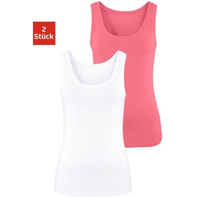 Tanktop VIVANCE "aus luftiger Baumwoll-Qualität", Damen, Gr. 32/34, orange (apricot, weiß), Single Jersey, Obermaterial: 95% Baumwolle, 5% Elasthan, unifarben, Basic, bequem, tiefer Rundhals, Tops Tanktop, sommerliche Tops Tanktop VIVANCE "aus luftiger Baumwoll-Qualität", Damen, Gr. 32/34, orange (apricot, weiß), Single Jersey, Obermaterial: 95% Baumwolle, 5% Elasthan, unifarben, Basic, bequem, tiefer Rundhals, Tops Tanktop, sommerliche Tops