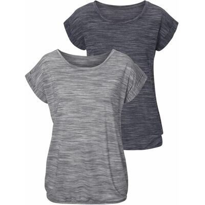 Beach Time Kurzarmshirt BEACHTIME "mit Struktureffekt", Damen, Gr. 48/50, schwarz (schwarz, meliert, grau, meliert), Obermaterial: 85% Polyester, 15% Viskose, meliert, Basic, bequem, Rundhals, Umschlagsaum, Shirts Kurzarmshirt, aus luftiger Qualität Beach Time Kurzarmshirt BEACHTIME "mit Struktureffekt", Damen, Gr. 48/50, schwarz (schwarz, meliert, grau, meliert), Obermaterial: 85% Polyester, 15% Viskose, meliert, Basic, bequem, Rundhals, Umschlagsaum, Shirts Kurzarmshirt, aus luftiger Qualität
