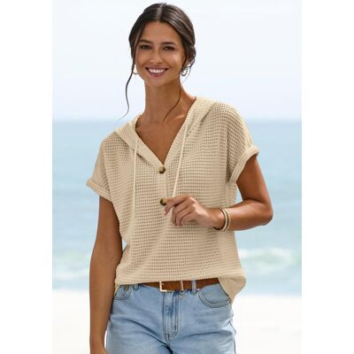 Strandshirt LASCANA "aus sommerlichem Waffelstrick", Damen, Gr. 48/50, gelb, Strick, Obermaterial: 64% Polyester, 34% Viskose, 2% Elasthan, leicht transparent, unifarben, lässig geschnitten normal, V-Ausschnitt, Shirts Strandshirt, mit Kapuze und Knopflei Strandshirt LASCANA "aus sommerlichem Waffelstrick", Damen, Gr. 48/50, gelb, Strick, Obermaterial: 64% Polyester, 34% Viskose, 2% Elasthan, leicht transparent, unifarben, lässig geschnitten normal, V-Ausschnitt, Shirts Strandshirt, mit Kapuze und Knopflei