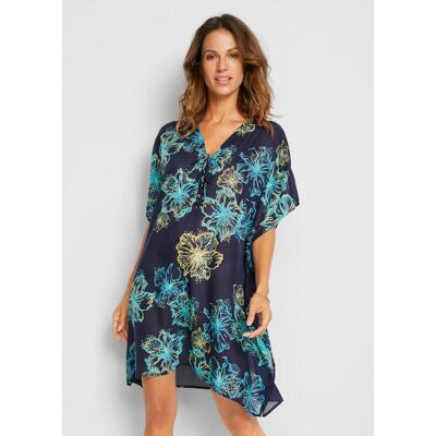 Tunikakleid BONPRIX, Damen, Gr. 56/58 (XXXL), N-Gr, dunkelblau, türkis floral, Web, Obermaterial: 100% Polyester, figurumspielend, Kleider Tunikakleid, mit transparentem Stoff, mit tiefem V-Ausschnitt, weicher Griff Tunikakleid BONPRIX, Damen, Gr. 56/58 (XXXL), N-Gr, dunkelblau, türkis floral, Web, Obermaterial: 100% Polyester, figurumspielend, Kleider Tunikakleid, mit transparentem Stoff, mit tiefem V-Ausschnitt, weicher Griff