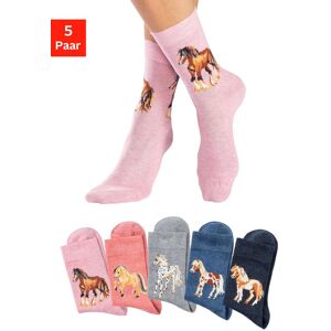 H.I.S. Socken H.I.S, Kinder, Gr. 39-42, bunt (1x hellrosa, meliert, 1x lachs, meliert, 1x hellgrau, meliert, 1x jeans, meliert, 1x dunkel jeans, meliert), Baumwollmischung, uni und gemustert, elastisch, Socken Socken, Mit unterschiedlichen Pferdemotiven H.I.S. Socken H.I.S, Kinder, Gr. 39-42, bunt (1x hellrosa, meliert, 1x lachs, meliert, 1x hellgrau, meliert, 1x jeans, meliert, 1x dunkel jeans, meliert), Baumwollmischung, uni und gemustert, elastisch, Socken Socken, Mit unterschiedlichen Pferdemotiven