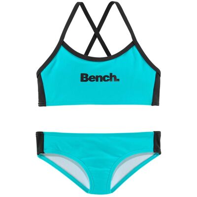 Bustier-Bikini BENCH., Mädchen, Gr. 146/152, N-Gr, blau (türkis, schwarz), Polyamid, gestreift, Bikini-Sets Bustier-Bikini, mit gekreuzten Trägern Bustier-Bikini BENCH., Mädchen, Gr. 146/152, N-Gr, blau (türkis, schwarz), Polyamid, gestreift, Bikini-Sets Bustier-Bikini, mit gekreuzten Trägern
