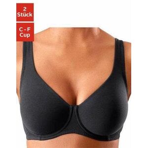 Minimizer-BH PETITE FLEUR, Damen, Gr. 80, Cup F, schwarz (schwarz, weiß), Jersey, Obermaterial: 90% Baumwolle, 10% Elasthan, BHs Minimizer-BH, mit Bügel aus Baumwolle – auch ideal für grosse Grössen Minimizer-BH PETITE FLEUR, Damen, Gr. 80, Cup F, schwarz (schwarz, weiß), Jersey, Obermaterial: 90% Baumwolle, 10% Elasthan, BHs Minimizer-BH, mit Bügel aus Baumwolle – auch ideal für grosse Grössen