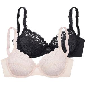 Bügel-BH PETITE FLEUR, Damen, Gr. 80, Cup B, rosa (puder, schwarz), Spitze, Obermaterial: 90% Polyamid, 10% Elasthan, BHs Bügel-BH, aus Spitze, mit dekorativen Trägern, Dessous Bügel-BH PETITE FLEUR, Damen, Gr. 80, Cup B, rosa (puder, schwarz), Spitze, Obermaterial: 90% Polyamid, 10% Elasthan, BHs Bügel-BH, aus Spitze, mit dekorativen Trägern, Dessous