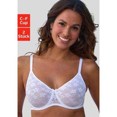 Minimizer-BH PETITE FLEUR, Damen, Gr. 75, Cup D, weiss (2x weiß), Spitze, Obermaterial: 85% Polyamid, 15% Elasthan, BHs Minimizer-BH, mit Bügel im attraktiven Doppelpack Minimizer-BH PETITE FLEUR, Damen, Gr. 75, Cup D, weiss (2x weiß), Spitze, Obermaterial: 85% Polyamid, 15% Elasthan, BHs Minimizer-BH, mit Bügel im attraktiven Doppelpack