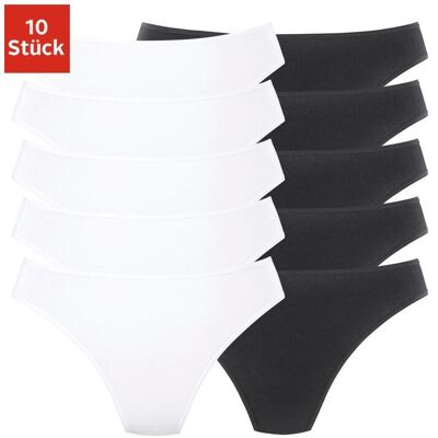 String PETITE FLEUR, Damen, Gr. 36/38, schwarz-weiss (weiß, schwarz), Single Jersey, Obermaterial: 95% Baumwolle, 5% Elasthan, unifarben, körpernah, Unterhosen String, aus elastischer Baumwolle String PETITE FLEUR, Damen, Gr. 36/38, schwarz-weiss (weiß, schwarz), Single Jersey, Obermaterial: 95% Baumwolle, 5% Elasthan, unifarben, körpernah, Unterhosen String, aus elastischer Baumwolle