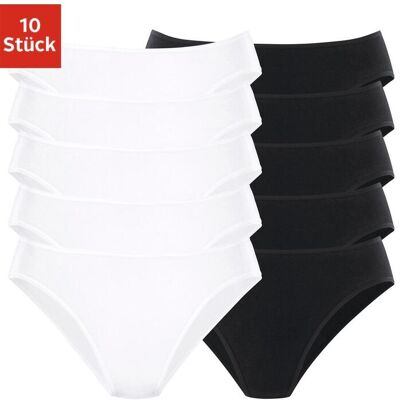 Bikinislip PETITE FLEUR, Damen, Gr. 32/34, schwarz-weiss (weiß, schwarz), Single Jersey, Obermaterial: 95% Baumwolle, 5% Elasthan, unifarben, körpernah, Unterhosen Bikinislip, aus elastischer Baumwolle Bikinislip PETITE FLEUR, Damen, Gr. 32/34, schwarz-weiss (weiß, schwarz), Single Jersey, Obermaterial: 95% Baumwolle, 5% Elasthan, unifarben, körpernah, Unterhosen Bikinislip, aus elastischer Baumwolle