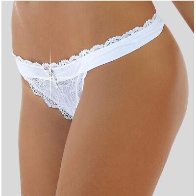 String LASCANA "Premium Dessous", Damen, Gr. 40/42, weiss (weiß), Spitze, Obermaterial: 90% Polyamid, 10% Elasthan, figurbetont, Unterhosen String, aus zarter Spitze mit feiner Zierschleife und Accessoire String LASCANA "Premium Dessous", Damen, Gr. 40/42, weiss (weiß), Spitze, Obermaterial: 90% Polyamid, 10% Elasthan, figurbetont, Unterhosen String, aus zarter Spitze mit feiner Zierschleife und Accessoire
