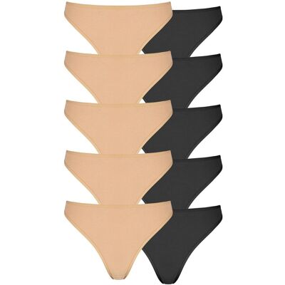 String PETITE FLEUR, Damen, Gr. 32/34, schwarz (beige, schwarz), Single Jersey, Obermaterial: 95% Baumwolle, 5% Elasthan, unifarben, körpernah, Unterhosen String, aus elastischer Baumwolle String PETITE FLEUR, Damen, Gr. 32/34, schwarz (beige, schwarz), Single Jersey, Obermaterial: 95% Baumwolle, 5% Elasthan, unifarben, körpernah, Unterhosen String, aus elastischer Baumwolle