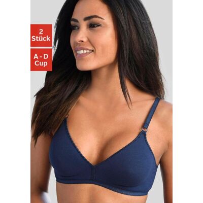 Bralette-BH PETITE FLEUR, Damen, Gr. 75, Cup B, blau (marine, weiß), Jersey, Obermaterial: 95% Baumwolle, 5% Elasthan, Basic, BHs Bralette-BH, ohne Bügel, Baumwollqualität, Packung, bequemer BH Bralette-BH PETITE FLEUR, Damen, Gr. 75, Cup B, blau (marine, weiß), Jersey, Obermaterial: 95% Baumwolle, 5% Elasthan, Basic, BHs Bralette-BH, ohne Bügel, Baumwollqualität, Packung, bequemer BH