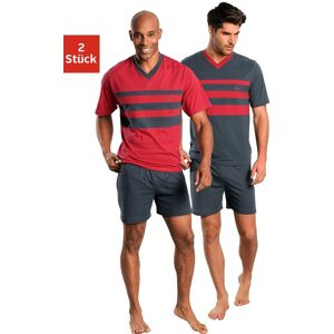 Pyjama LE JOGGER, Herren, Gr. 48/50 (M), bunt (rot, grau), Jersey, Obermaterial: 100% Baumwolle, unifarben mit Farbeinsätzen, Basic, bequem kurz, V-Ausschnitt, abgesteppte Kante, Homewear-Sets Pyjama, mit kontrastfarbigen Einsätzen vorn Pyjama LE JOGGER, Herren, Gr. 48/50 (M), bunt (rot, grau), Jersey, Obermaterial: 100% Baumwolle, unifarben mit Farbeinsätzen, Basic, bequem kurz, V-Ausschnitt, abgesteppte Kante, Homewear-Sets Pyjama, mit kontrastfarbigen Einsätzen vorn