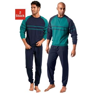 Pyjama LE JOGGER "Schlafanzug für Herren im Doppelpack", Herren, Gr. 52/54 (L), bunt (grün, marine), Jersey, Obermaterial: 100% Baumwolle, unifarben, Basic, lang, Rundhals, Raglanärmel angesetztes Bündchen, Homewear-Sets Pyjama, in langer Form mit aufgese Pyjama LE JOGGER "Schlafanzug für Herren im Doppelpack", Herren, Gr. 52/54 (L), bunt (grün, marine), Jersey, Obermaterial: 100% Baumwolle, unifarben, Basic, lang, Rundhals, Raglanärmel angesetztes Bündchen, Homewear-Sets Pyjama, in langer Form mit aufgese