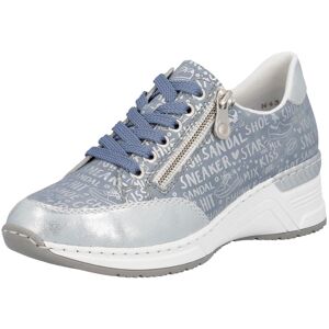 Sneaker RIEKER, Damen, Gr. 42, blau (hellblau), Lederimitat, metallic, Schuhe Sneaker, mit Lettern bedruckt, Freizeitschuh, Halbschuh, Schnürschuh Sneaker RIEKER, Damen, Gr. 42, blau (hellblau), Lederimitat, metallic, Schuhe Sneaker, mit Lettern bedruckt, Freizeitschuh, Halbschuh, Schnürschuh
