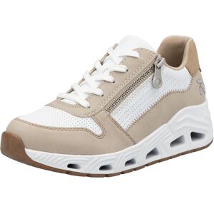 Keilsneaker RIEKER SPORT, Damen, Gr. 39, beige (weiß, hellbeige), Lederimitat, Schuhe Keilsneaker, Schnürschuh, Halbschuh, Freizeitsneaker mit Reissverschluss Keilsneaker RIEKER SPORT, Damen, Gr. 39, beige (weiß, hellbeige), Lederimitat, Schuhe Keilsneaker, Schnürschuh, Halbschuh, Freizeitsneaker mit Reissverschluss