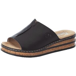 Pantolette RIEKER, Damen, Gr. 37, schwarz, Lederimitat, unifarben, Schuhe Pantolette, Plateau, Sommerschuh, Schlappen in klassischer Optik Pantolette RIEKER, Damen, Gr. 37, schwarz, Lederimitat, unifarben, Schuhe Pantolette, Plateau, Sommerschuh, Schlappen in klassischer Optik