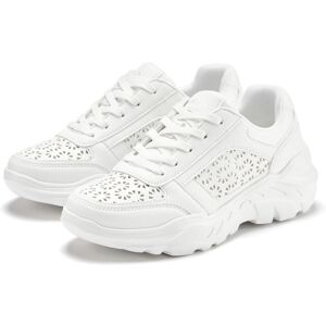 Sneaker LASCANA, Mädchen, Gr. 43, weiss (weiß), Obermaterial: 100% Lederimitat. Decksohle: 100% Textilmaterial. Futter: 100% Textilmaterial. Laufsohle: 100% Synthetik, unifarben, Basic, Schuhe Sneaker, Freizeitschuh, Halbschuh mit kleinen Cut-Outs und Chu Sneaker LASCANA, Mädchen, Gr. 43, weiss (weiß), Obermaterial: 100% Lederimitat. Decksohle: 100% Textilmaterial. Futter: 100% Textilmaterial. Laufsohle: 100% Synthetik, unifarben, Basic, Schuhe Sneaker, Freizeitschuh, Halbschuh mit kleinen Cut-Outs und Chu