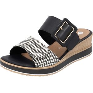 Pantoffel REMONTE, Damen, Gr. 44, beige (schwarz, creme), Leder, Textil, Flechtoptik, Schuhe Pantoffel, Keilabsatz, Sommerschuh, Bequemschuh mit Softfussbett Pantoffel REMONTE, Damen, Gr. 44, beige (schwarz, creme), Leder, Textil, Flechtoptik, Schuhe Pantoffel, Keilabsatz, Sommerschuh, Bequemschuh mit Softfussbett