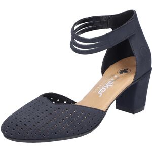 Spangenpumps RIEKER, Damen, Gr. 38, blau (dunkelblau), Nubuklederimitat, Schuhe Spangenpumps, Abendschuh, Festtagsschuh, Trichterabsatz, mit Klettverschluss Spangenpumps RIEKER, Damen, Gr. 38, blau (dunkelblau), Nubuklederimitat, Schuhe Spangenpumps, Abendschuh, Festtagsschuh, Trichterabsatz, mit Klettverschluss
