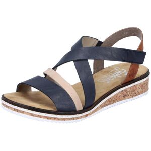 Riemchensandale RIEKER, Damen, Gr. 38, blau (dunkelblau, kombiniert), Lederimitat, Basic, Schuhe Riemchensandale, Sommerschuh, Sandalette, Keilabsatz, mit Klettriemchen Riemchensandale RIEKER, Damen, Gr. 38, blau (dunkelblau, kombiniert), Lederimitat, Basic, Schuhe Riemchensandale, Sommerschuh, Sandalette, Keilabsatz, mit Klettriemchen