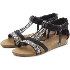 Sandale LASCANA "Sommerschuh, Sandalette", Damen, Gr. 37, schwarz, Obermaterial: 100% Lederimitat. Decksohle: 100% Lederimitat. Futter: 100% Lederimitat. Laufsohle: 100% Lederimitat, Glitzer, unifarben, Basic, Schuhe Sandale, mit Glitzersteinen und kleine Sandale LASCANA "Sommerschuh, Sandalette", Damen, Gr. 37, schwarz, Obermaterial: 100% Lederimitat. Decksohle: 100% Lederimitat. Futter: 100% Lederimitat. Laufsohle: 100% Lederimitat, Glitzer, unifarben, Basic, Schuhe Sandale, mit Glitzersteinen und kleine