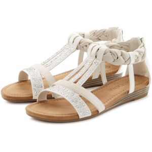 Sandale LASCANA "Sommerschuh, Sandalette", Damen, Gr. 35, weiss (sanftes weiß), Obermaterial: 100% Lederimitat. Decksohle: 100% Lederimitat. Futter: 100% Lederimitat. Laufsohle: 100% Lederimitat, Glitzer, unifarben, Basic, Schuhe Sandale, mit Glitzerstein Sandale LASCANA "Sommerschuh, Sandalette", Damen, Gr. 35, weiss (sanftes weiß), Obermaterial: 100% Lederimitat. Decksohle: 100% Lederimitat. Futter: 100% Lederimitat. Laufsohle: 100% Lederimitat, Glitzer, unifarben, Basic, Schuhe Sandale, mit Glitzerstein