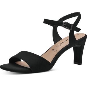 Sandalette TAMARIS, Damen, Gr. 39, schwarz, Textil, Veloursleder, Schuhe Sandalette, Trichterabsatz, Abendschuh mit verstellbarem Fesselriemchen Sandalette TAMARIS, Damen, Gr. 39, schwarz, Textil, Veloursleder, Schuhe Sandalette, Trichterabsatz, Abendschuh mit verstellbarem Fesselriemchen