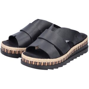 Pantolette RIEKER, Damen, Gr. 39, schwarz, Lederimitat, Schuhe Pantolette, Keilabsatz, Sommerschuh, Schlappen mit Juteumrahmung Pantolette RIEKER, Damen, Gr. 39, schwarz, Lederimitat, Schuhe Pantolette, Keilabsatz, Sommerschuh, Schlappen mit Juteumrahmung