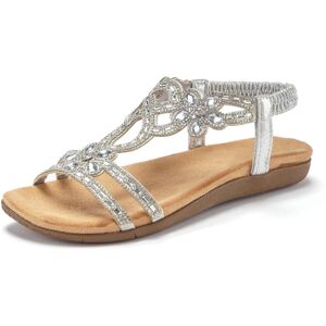 Sandale VIVANCE "Sommerschuh, offener Schuh, Sandalette", Damen, Gr. 41, silber (silberfarben), Obermaterial: 100% Synthetik. Decksohle: 100% Synthetik. Laufsohle: 100% Synthetik, unifarben, Basic, Schuhe Sandale, mit elastischen Riemen & eleganten Glitze Sandale VIVANCE "Sommerschuh, offener Schuh, Sandalette", Damen, Gr. 41, silber (silberfarben), Obermaterial: 100% Synthetik. Decksohle: 100% Synthetik. Laufsohle: 100% Synthetik, unifarben, Basic, Schuhe Sandale, mit elastischen Riemen & eleganten Glitze