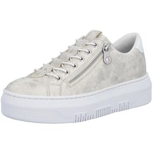 Plateausneaker RIEKER, Damen, Gr. 43, weiss (sanftes weiß metallic), Lederimitat, metallic, used, Schuhe Plateausneaker, Sneaker, Slip-On Sneaker, Slipper mit Schaftrandpolster Plateausneaker RIEKER, Damen, Gr. 43, weiss (sanftes weiß metallic), Lederimitat, metallic, used, Schuhe Plateausneaker, Sneaker, Slip-On Sneaker, Slipper mit Schaftrandpolster