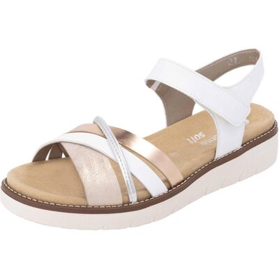 Riemchensandale REMONTE, Damen, Gr. 41, rosa (weiß, roségoldfarben), Lederimitat, Schuhe Riemchensandale, Keilabsatz, Sommerschuh, Sandalette mit herausnehmbarer Softeinlage Riemchensandale REMONTE, Damen, Gr. 41, rosa (weiß, roségoldfarben), Lederimitat, Schuhe Riemchensandale, Keilabsatz, Sommerschuh, Sandalette mit herausnehmbarer Softeinlage